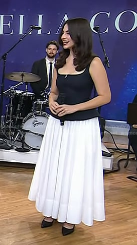 Stella Cole’s black peplum top and white skirt on Today