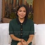 Stephanie’s green contrast trim cardigan and mini skirt on Good Morning America