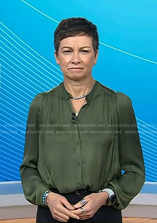 Stephanie's army green satin blouse on Today
