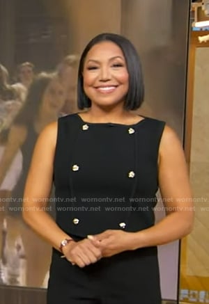 Stephanie's black button detail sleeveless top on Good Morning America
