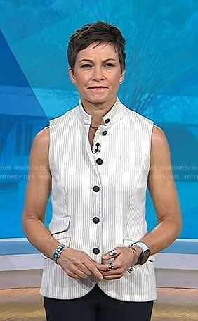 Stephanie's white pinstripe vest on Today