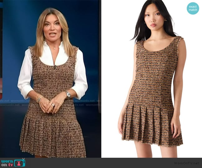 Steve Madden Avie Pleat Detail Tweed Minidress worn by Kit Hoover on Access Hollywood