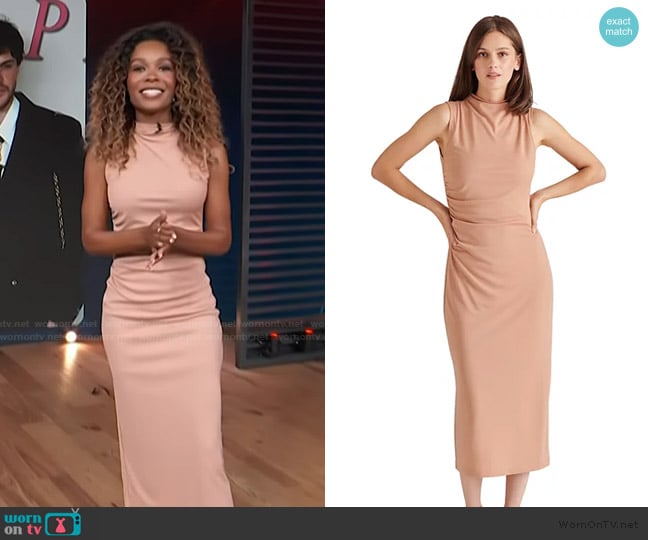 Steve Madden Mo Mock Neck Midi Dress worn by Zuri Hall on Access Hollywood