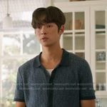 Steve’s navy print knit shirt on The Summer I Turned Pretty
