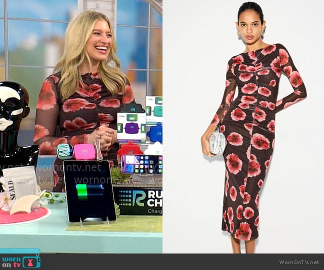 Suboo Frida Ruched Front Midi Dress worn by Ashley Bellman on CBS Mornings