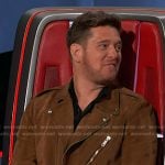 Michael’s brown suede moto jacket on The Voice