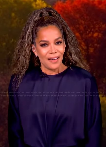 Sunny’s navy twist front dress on The View