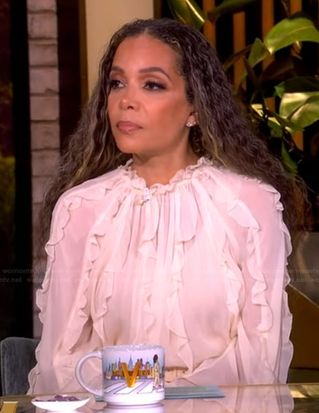 Sunny’s white ruffle blouse on The View
