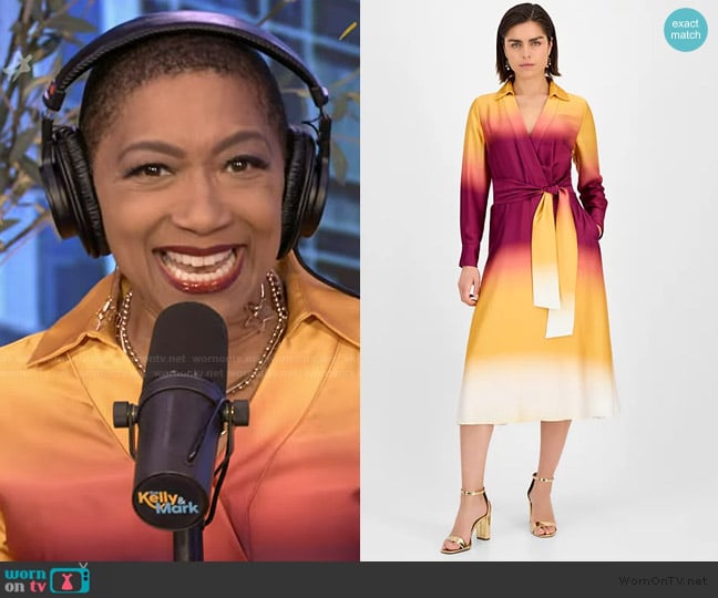 Tahari ASL Ombre Faux-Wrap Dress worn by Deja Vu on Live with Kelly and Mark