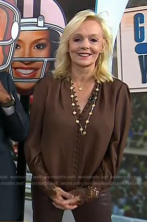 Tammy Bradshaw's brown lace-cuff blouse on Today