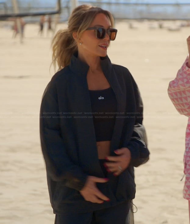 Tamra's sheer panel track jacket on The Real Housewives of Orange County