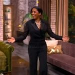 Tamron’s black blazer jumpsuit on Tamron Hall Show