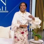 Tamron’s utility blouse and lace skirt on Tamron Hall Show