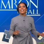 Tamron’s gray check print top and pants on Tamron Hall Show
