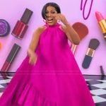 Tamron’s pink halter neck dress on Tamron Hall Show