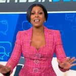 Tamron’s pink plaid sweetheart blazer on Tamron Hall Show