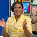 Tamron’s yellow tweed suit set on Tamron Hall Show