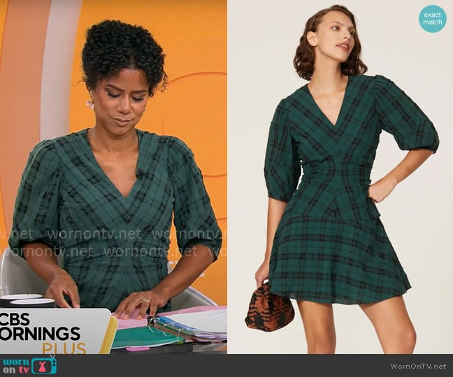 Tanya Taylor Emmaline Plaid Dress worn by Adriana Diaz on CBS Mornings
