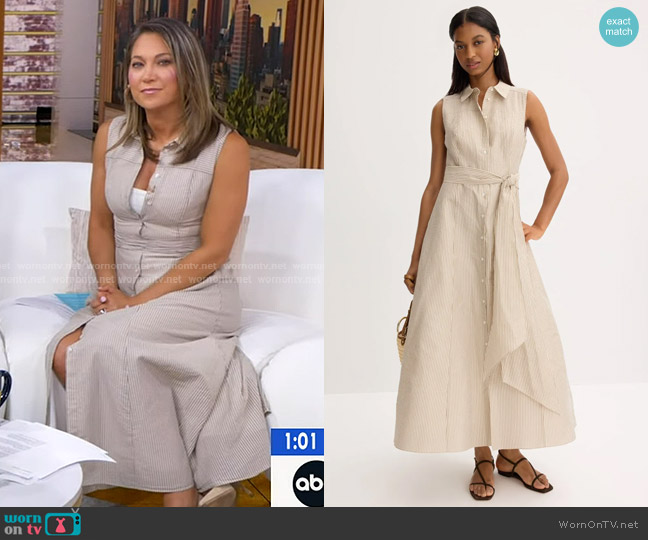 Ted Baker Sleeveless Midi Shirt Dress worn by Ginger Zee on Good Morning America