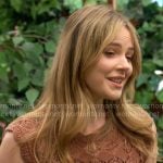 Tessa’s brown pointelle knit top on The Young and the Restless