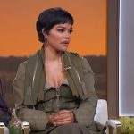 Teyana Taylor’s green jacket and skirt on The Jennifer Hudson Show