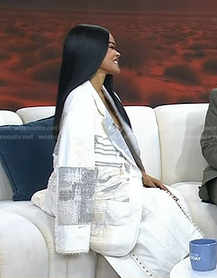 Teyana Taylor’s white patchwork blazer on Today