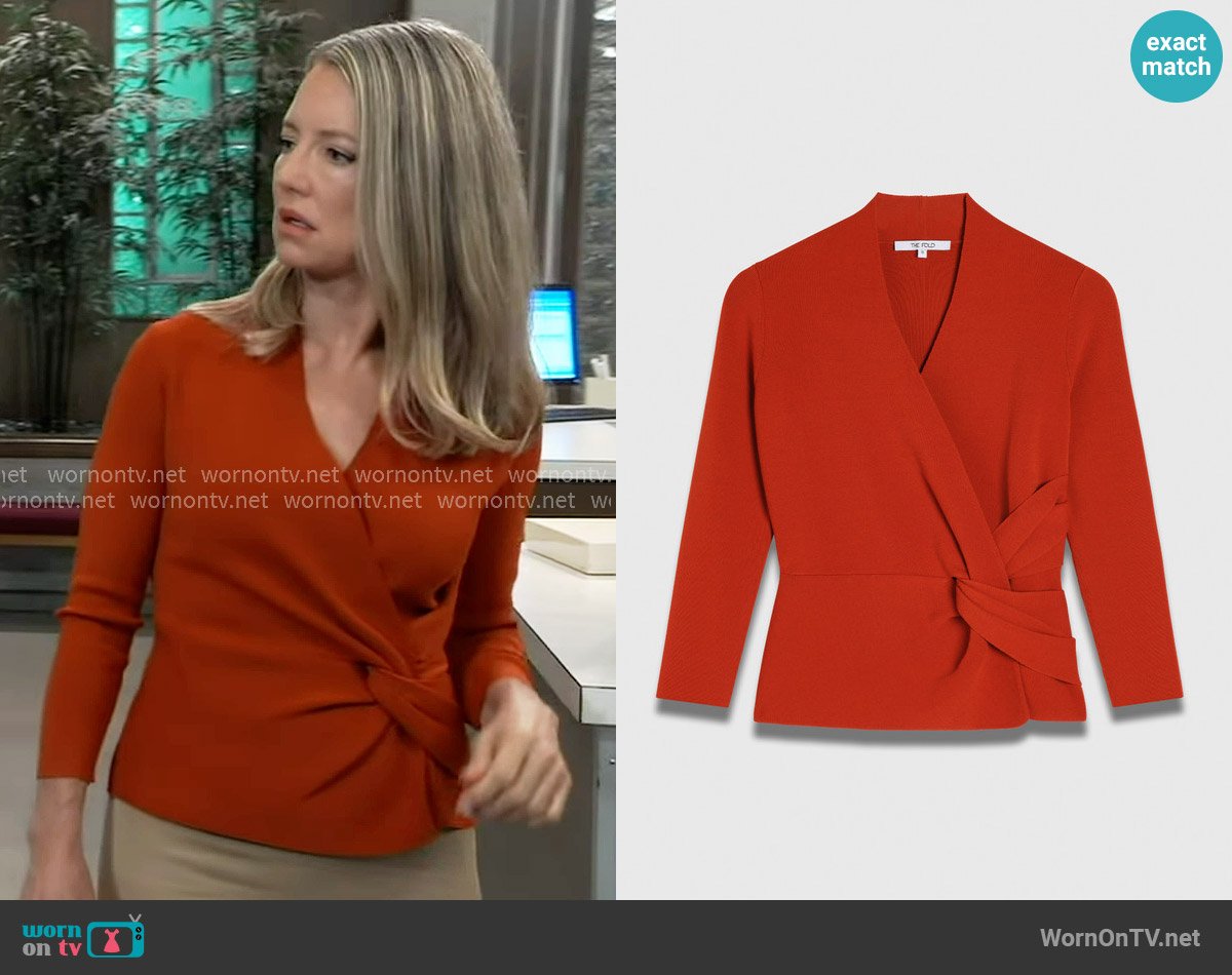 The Fold London Alano Sculpt Knit Top in Sienna Orange worn by Nina Reeves (Cynthia Watros) on General Hospital