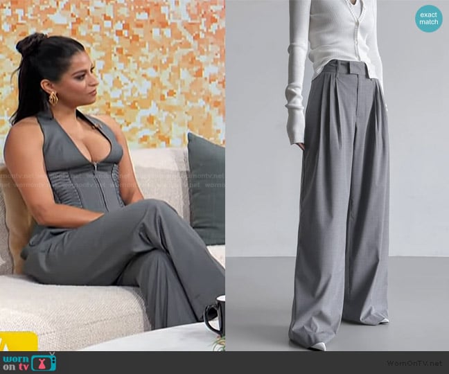 The Frankie Shop Linna Trousers worn by Lilly Singh on Access Hollywood