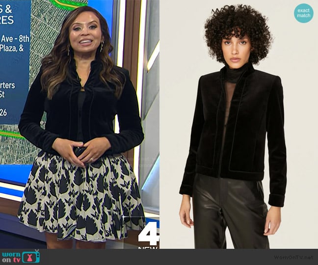 The Kooples Black Velvet Blazer worn by Adelle Caballero on Today