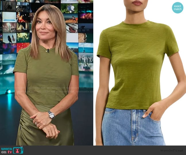 Theory 2 Nebulous Organic Cotton Tiny Tee worn by Kit Hoover on Access Hollywood