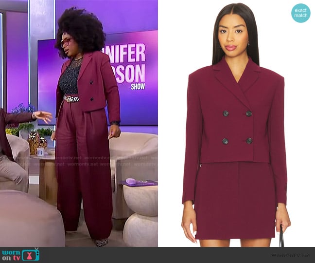 Theory Admiral Double Breasted Crop Jacket worn by Jennifer Hudson on The Jennifer Hudson Show