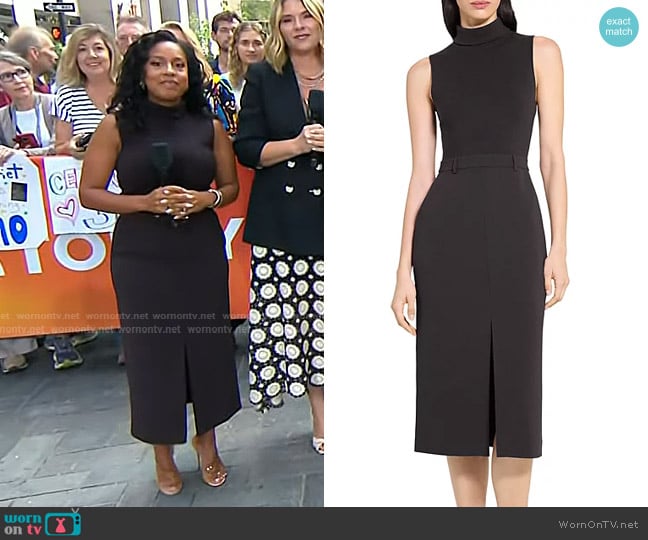 Theory Funnel Neck Mixed Media Midi Dress worn by Sheinelle Jones on Today