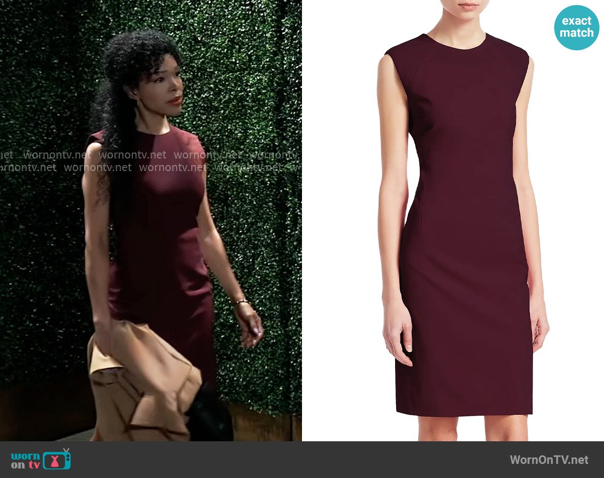 Theory Power Wool Dress in Mulberry worn by Portia Robinson (Brook Kerr) on General Hospital