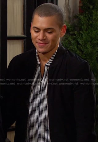 Theo’s stripe zip shirt on Days of our Lives
