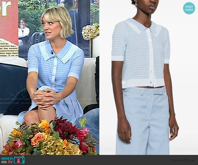 Thom Browne Striped tuck-stitch cardigan worn by Chelsea Frei on Today