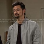 Thomas’s grey plaid bomber jacket and pants set on The Bold and the Beautiful