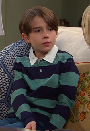 Thomas’s green and navy stripe rugby shirt on Days of our Lives