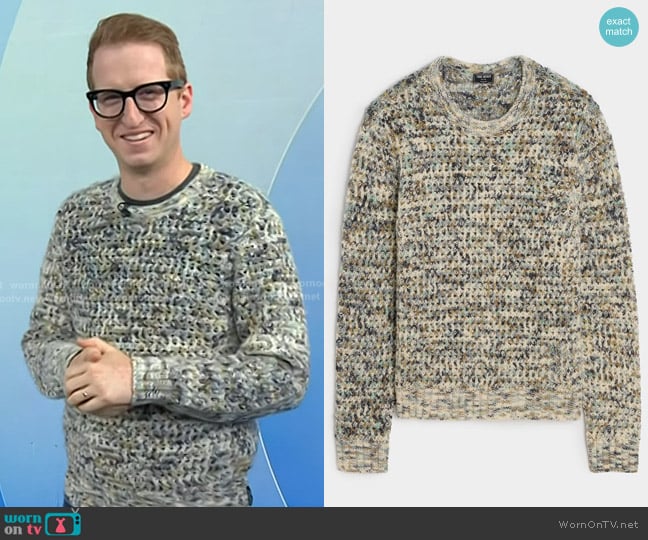 Todd Snyder Wool Spacedye Crewneck Sweater in Alabaster worn by James Austin Johnson on Today