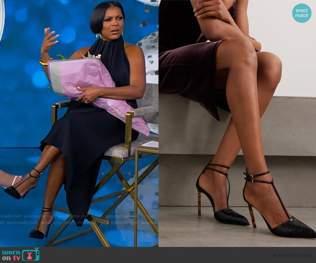Tom Ford Snake-effect leather pumps worn by Tamron Hall on Tamron Hall Show