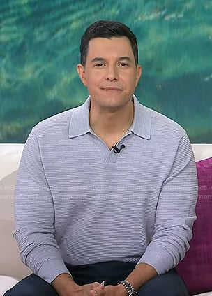 Tom Llamas' grey long sleeve polo on Today