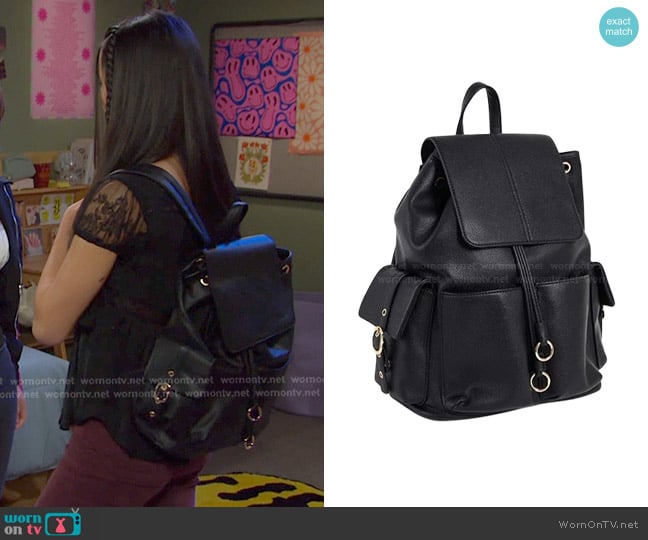 Topshop Faux Leather Backpack worn by Sophia Choi (Rachel Boyd) on Days of our Lives