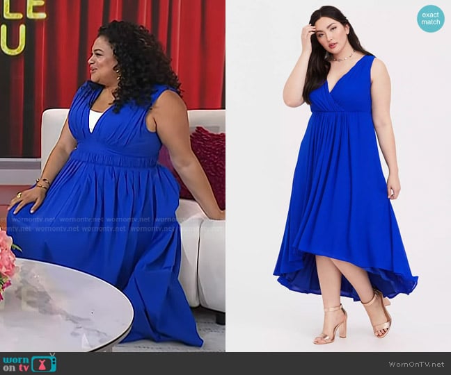 Torrid Maxi Chiffon High-Low Dress in Electric blue worn by Michelle Buteau on Today
