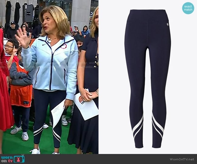 Tory Burch Weightless Chevron Legging in Navy Snow White worn by Hoda Kotb on Today