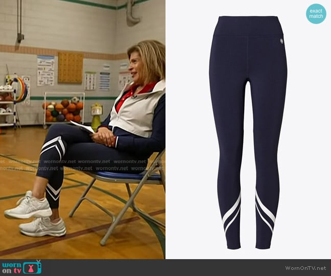 Tory Burch Weightless Chevron Legging in Navy Snow White worn by Hoda Kotb on Today
