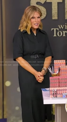 Tory’s black belted denim dress on Good Morning America
