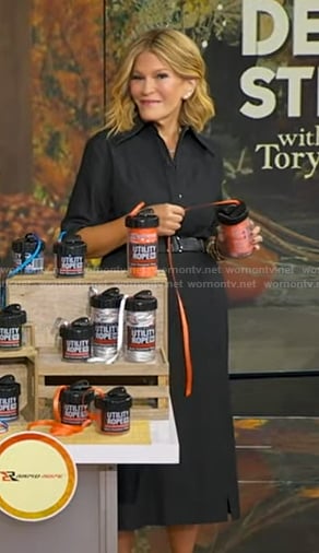 Tory's black belted denim dress on Good Morning America