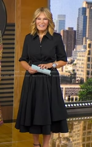 Tory’s black layered short sleeve dress on Good Morning America