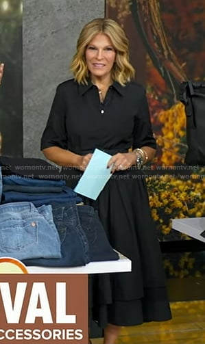 Tory’s black layered short sleeve dress on Good Morning America