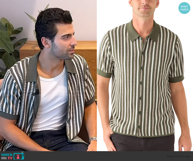 Truth by Republic Patterned Button Up Polo Shirt worn by Jan Ravnik on Access Hollywood