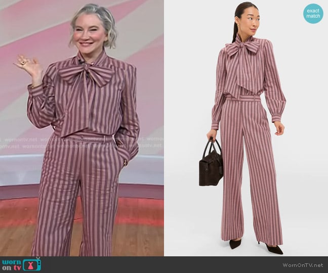 Tuckernuck Brianna Bow Blouse and Wyatt Pants worn by Clea Shearer on Today